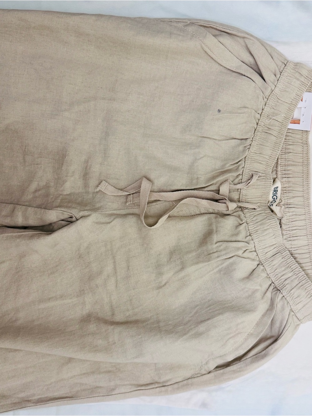 Briggs New York Tan Drawstring Linen-Blend Pants - Picture 3 of 4